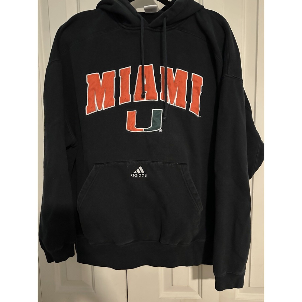 Adidas Miami Hurricane Black Hoodie SIZE 2XL